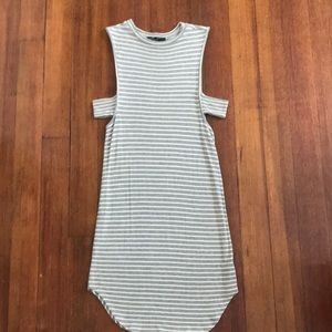 Gray/White Striped Bodycon Dress
